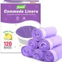 Commode Liners 120pcs Strong Portable Toilet Bags Leak Proof Lemon Scented Toilet Liners Disposable Adult Universal Fit Most Standard Bedside Commode, Porta Potty, Camping Toilet, NO Pad