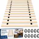 Twin XL to Full XL Bed Frame Converter with 10 Straps, 54 x 80 Inch Foldable Wood Bunkie Board, Heavy Duty Wooden Bed Slats Extension for Mattress Support, Dorm Bed Upgrade & Extra Sleeping Space