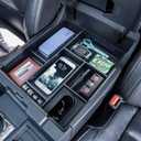 RUNROAD Center Console Organizer Full Cover Tray Compatible with Toyota Tundra 2014-2020 2021 Accessories, ABS Coin Holder Secondary Storage Box Insert Armrest Console Tray, Black