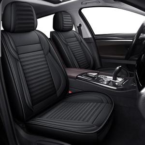 LINGVIDO Full Set Car Seat Covers, Faux Nappa Leather, Airbag Compatible and Waterproof Protectors for Sedans SUVs, Breathable Interior for Active Families, Pets, and Commuters (5 Seats, Black)