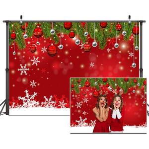 10x8ft Snowflake Christmas Backdrop for Winter New Year Eve Photography Family Party Birthday Glitter Bokeh Sparkle Red Merry Xmas Background Baby Shower Decoration D336