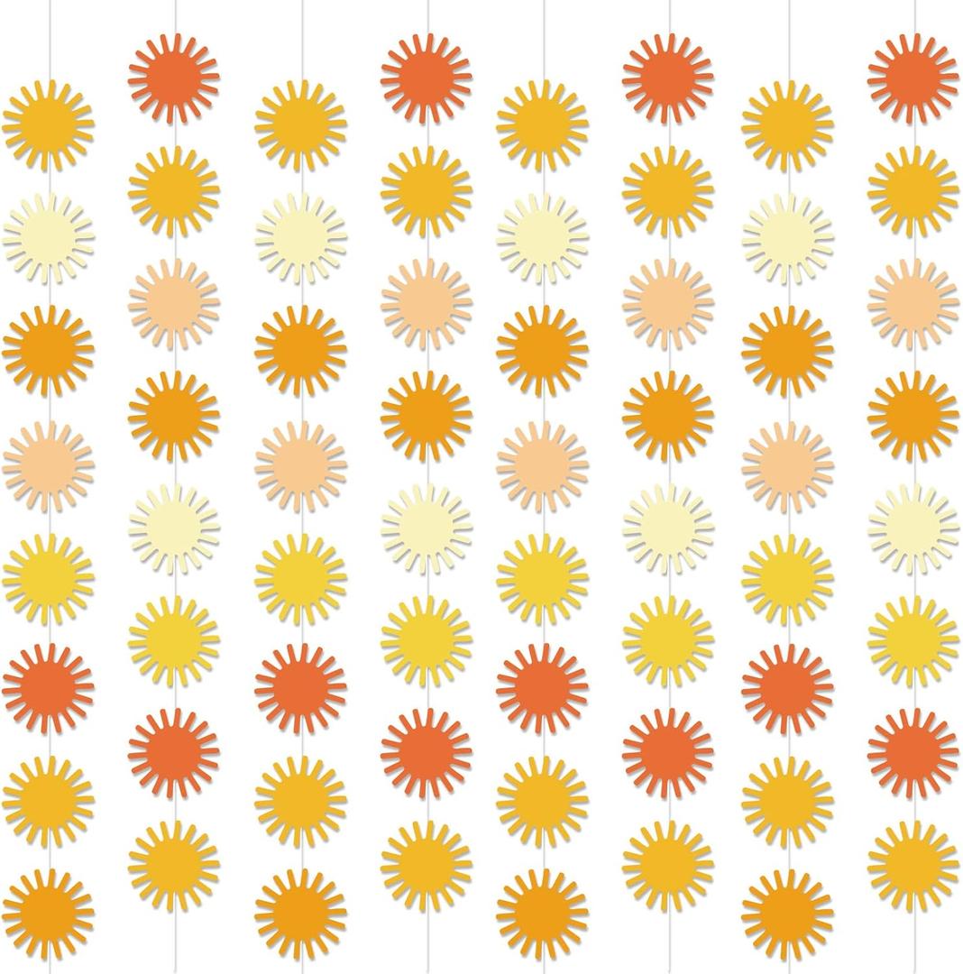 12 Pcs Boho Sun Garland First Trip Around The Sun Party Decorations Muted Sun Banner Kit Hippie Hanging Swirl for Aesthetic Indoor Outdoor 1st Birthday Baby Shower Girl Boy Favor Party Supplies Decor