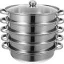 YARNOW 5-Tier Stainless Steel Steamer Pot - Multipurpose Food Steamer, Dishwasher Safe - 28cm