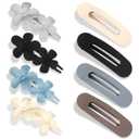 8 Pcs Flat Claw Clips for Women Matte Flat Hair Clips 2 Styles Flat Hair Claw French Hair Barrette Flower Claw Clips for Thick Thin Hair Flat Hair Accessories for Women Girls