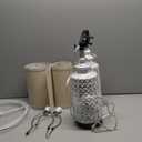 Pia Ricco 22" Ceramic Table Lamp Set of 2, Farmhouse Rustic Lamp Bedside Nightstand Lamps, Retro Side Table Lamp for Living Bed Room Home with Brown Linen Lampshade, White