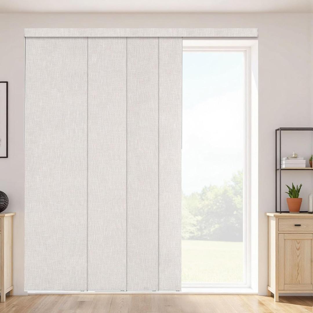 VEVOR Panel Track Blinds, Extendable Track from 45.8 in to 86 in W, Trimmable Panel Curtains Up to 96 in H, Vertical Blackout Panel Blinds for Sliding Doors, Patio Doors, Room Divider, Light Gray