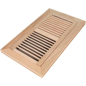 Hardwood Red Oak Floor Register, Flush Mount with Frame, 6x12 Inch with Damper, Unfinished