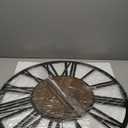 30" Extra Large Wall Clock, Silent Rustic Metal Wood Face Decorative Clock, Battery Operated Farmhouse Modern Oversized Wall Clocks for Living Room, Bedroom, Kitchen, Office, Home Decor (Dark Brown - Roman Numbers)