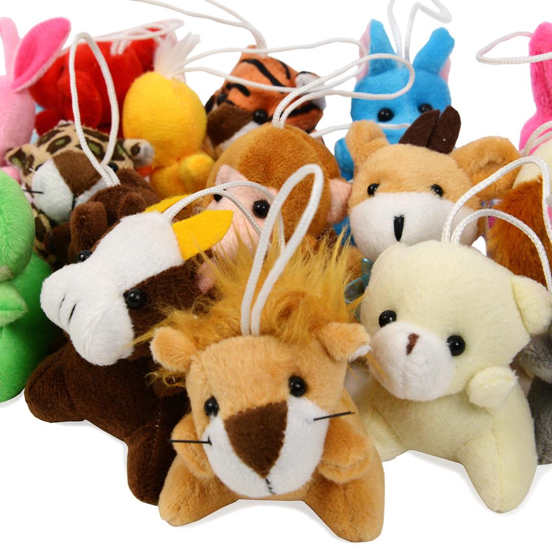 16-Pack Mini Animal Plush Toy Set, Soft Plush Toys for Kids Party Favors, Keychain Ornament,Birthday Party Supplies,Prize Rewards