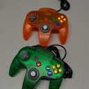 miadore 4 Pack Classic N64 Controller, Wired Classic N64 Gamepad with Upgraded Joystick (Black/Gray/Clear Orange/Clear Green)