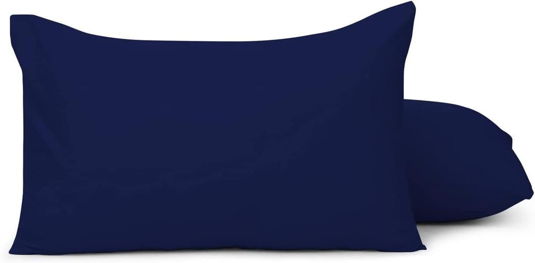 Youth Pillowcase 16" x 22" Size Pack of 2 Pieces Kids Travel Pillow Cover Envelope Closure 500 Thread Count 100% Egyptian Cotton & Hypoallergenic Fits Pillows Sized 12x16, 13x18 or 14x19 Navy Blue