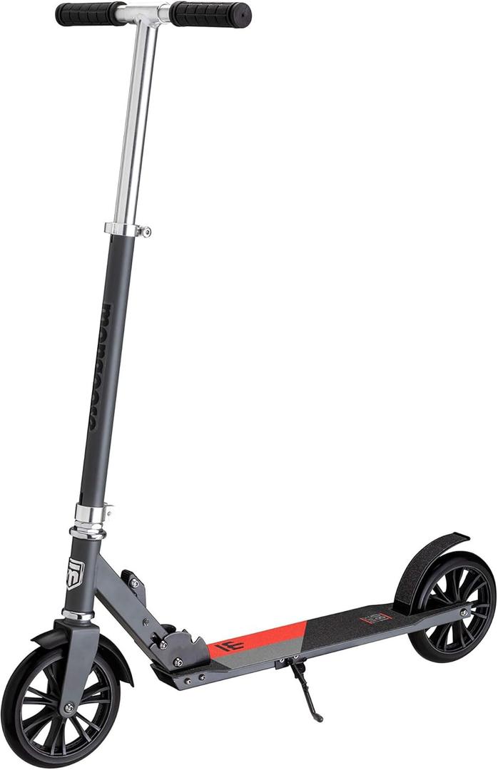 Mongoose Trace Kick Scooter for Youth Adult Boys and Girls, Quick-Release, Lightweight & Easy Folding Scooter, Bike Style Grips, Supports 176 lb Up to 220 lbs (Grey/Red)