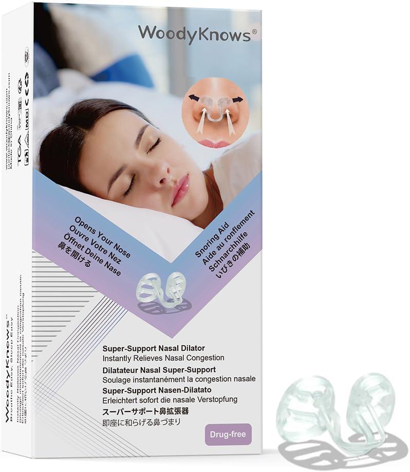 WoodyKnows Super-Support Nasal Dilator, Improves Sleep and Sports Airflow, Nasal Congestion and Nose-Related snoring aid (Trial XS/S/M/L)