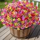 Alupssuc 24 Bundles Artificial Flowers for Outdoors Decoration, UV Resistant Silk Faux Daisy Flora Spring Fake Plastic Plants Greenery for Outside Indoor Yard Home Porch Window Box Decor, Mix 5 Colors