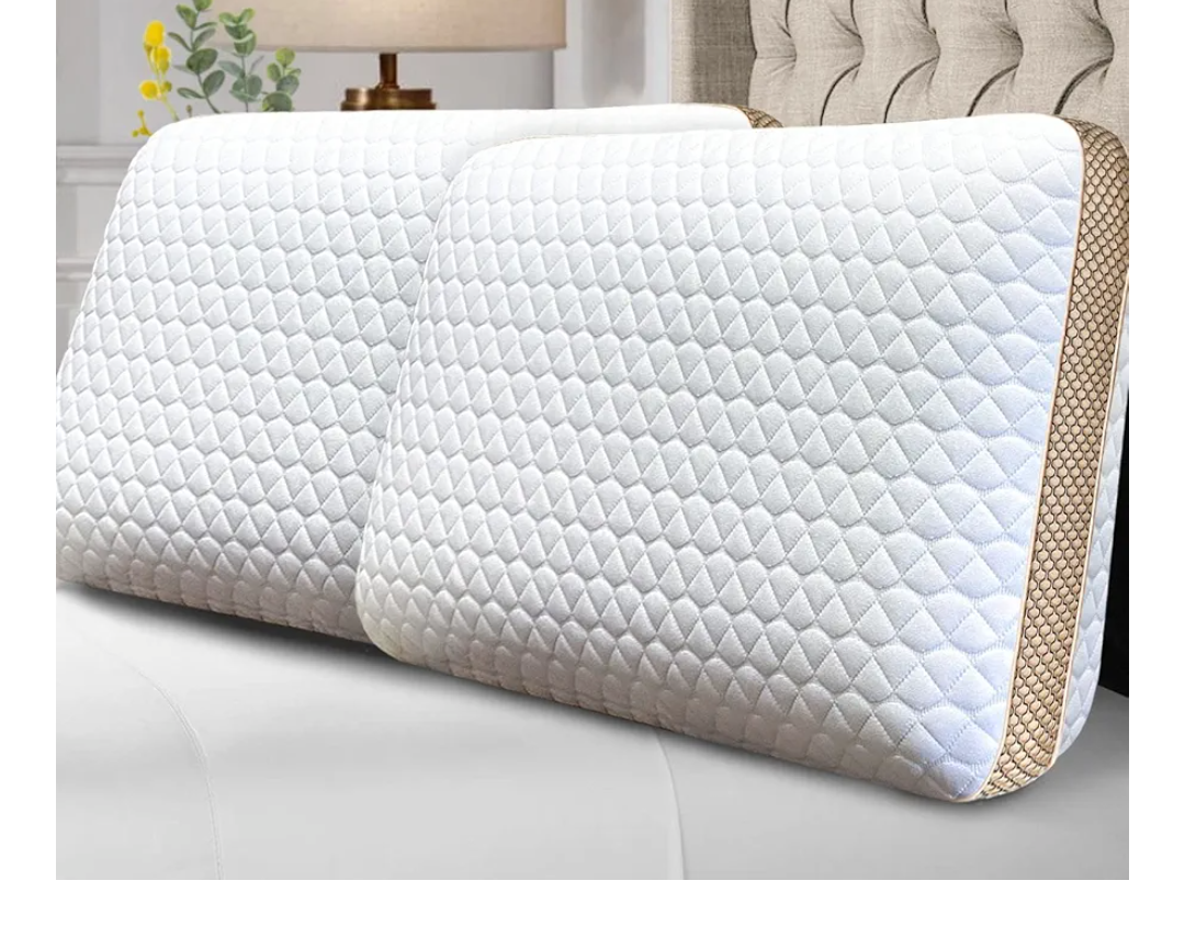 Memory Foam Pillows Standard Size Set of 2, Medium Firm Pillow for Sleeping, Orthopedic Bed Pillow for Side, Back Sleepers, Ventilated Gel Foam Pillow with Washable Cover, 23.6" x 15.7"x 5.1"