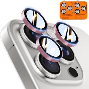 TOCOL for iPhone 15 Pro Max Camera Lens Protector/iPhone 15 Pro Camera Lens Protector Tempered Glass HD Individual Scratch Resistant Cover Accessories Case Friendly 2 PackPink