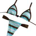 Thong Bikini Set for Women Triangle High Cut Cheeky Bathing Suit for Beach Pool Summer Swimwear (Blue, M)