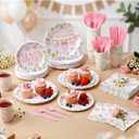 400 Pcs Pink Wildflower Girl Baby Shower Party Decoration for 50, Baby in Bloom Paper Plates Napkins and Cups Cutlery Floral Tableware Set for a Sweet Babys Is on Her Way Party Supplies
