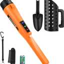 Dmyond Metal Detector Pinpointer & Accessories - IP68 Full Waterproof Handheld Pin Pointer Wand with 3 Modes - Includes Sand Sifter Scoop and Shovel for Beach Digging, Treasure Hunting (Orange)