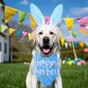 Dog Easter Bunny Costumes Easter Bunny Ears Headband Bandanas for Medium Large Dogs Pet Costume Accessories (Blue)