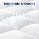 CYMULA Full Size Mattress Topper, Cooling Mattress Pad Cover Waterproof, Extra Thick Pillow Top Mattress Topper with 8-21 Inch Elasticated Pockets, Firm Plush Down Alternative Fill Mattress Protector (Waterproof White With Blue Lines)