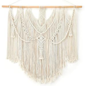 Mkono Macrame Wall Hanging Boho Home Decor Chic Woven Decoration for Bedroom Living Room Apartment Dorm Gallery Perfect Handmade Christmas Gift Ideas, 1 Pack, Large Size, 36"x35"