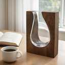 Wood and Glass Vase for Flowers - Handcrafted Solid Wood Glass Vase, Rustic Farmhouse Table Centerpiece, Artistic Wooden Vases for Home Decor Living Room (Large - Wide (9.5" H x 6.9" W))