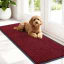OLANLY Front Door Mat Indoor Outdoor Entrance, Waterproof Heavy Duty Doormat, Fade Resistant, Low Profile, Easy Clean Patio Porch Welcome Floor Mats for Entry, 47x17, Wine Red
