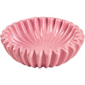 Small Ceramic Bowl Pink Decorative Bowl, Modern Home Decor Centerpiece 6 Inches Key Jewelry Ruffle Fluted Scalloped Bowl