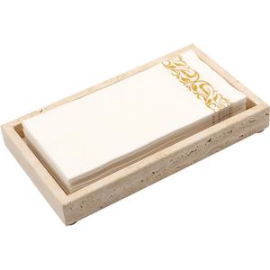 Natural Travertine Guest Towel Holder, Stone Napkin Holder for Bathroom,Gorgeous Bathroom Napkin Holder Tray, Stylish Guest Towel Holder Tray for Bathroom Toilet Dining Table, Beige (9.7x5.5 Inch)
