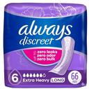 Always Discreet Adult Incontinence Pads for Women, Drier vs Poise, 6 Drop Long Length, Extra Heavy Absorbency, Pads for Bladder Control Management, Bladder Leaks, & Postpartum Pads, 2pc (33ct Each)