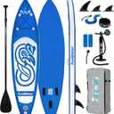 FunWater Inflatable Stand Up Paddle Board with Beginners SUP Accessories | 10' SUP,Anti-Slip EVA Deck,320lbs Capacity/Big Fin，Inflatable Paddle Boards for Adults & Youth of All Skill Levels, DARK BLUE, 10'×31"×6"