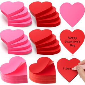 Jetec 24 Pcs Mother's Day Heart Sticky Notepads 3 x 3 Inch Bright Color Self Sticky Notes Cute Memo Pads for Men Women Wedding Birthday Party, 100 Sheets/pad (Pink and Red)