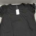 Aokosor Womens Summer Tops V Neck T Shirts Swiss Dot Puff Sleeve Tops Loose Casual Tshirts, Large, All Black