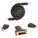 ReTrak® Retractable Standard HDMI® Cable with Mini, Micro, and DVI Adapters, 5 Ft.