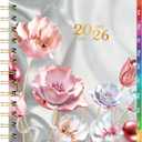 2026 Planner - Planner 2026 with Tabs, Jan. 2026 - Dec. 2026, 2026 Planner Weekly and Monthly, 2026 Calendar Planner, Weekly and Monthly Planner, 6.3" x 8.4", Back Pocket + Thick Paper - Pink Flower