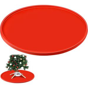 31 Inch Silicone Christmas Tree Mat, Heavy Duty Christmas Tree Floor Protector, Waterproof Under Floor Pad for Xmas Stand, Xmas Protection Mat (Red)