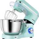 Aucma Stand Mixer,6.5-QT 660W 6-Speed Tilt-Head Food Mixer, Kitchen Electric Mixer with Dough Hook, Wire Whip & Beater (Blue, 6.5QT)