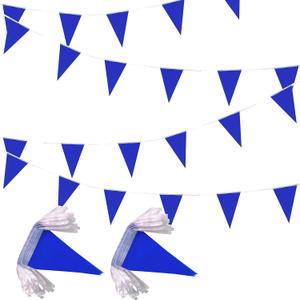 100 Feet Blue Pennant Banners Flags String Hanging Triangle Bunting Flags,Party Decorations for Grand Opening,Kids Birthday,Carnival,60 PCS