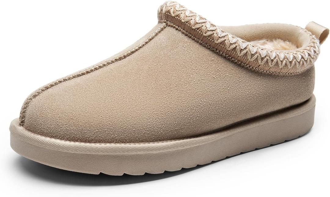 DREAM PAIRS Women's Fuzzy Cozy Slippers Genuine Suede Indoor Outdoor Fluffy Home Comfy Winter Slip On Cute Warm Memory Foam Furry Shoes FuzzyEasy, Size 11, Sand, SDSL2412W