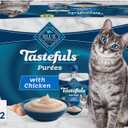 Blue Buffalo Tastefuls Pures with Chicken, Natural Cat Food Complement, Resealable Twist Cap Pouches, 3-oz (12 Count)