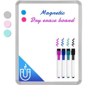 VUSIGN Small White Board Dry Erase, 14'' x 11'' Magnetic Dry Erase Board, Mini Whiteboard with Markers for Kids, Students, Fridge, Wall, Locker