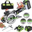 WORKPRO 20V Cordless Mini Circular Saw, 4-1/2" Compact Wireless Circular Saw 4.0Ah Battery, Fast Charger, 3 Blades, 4500RPM, Laser Guide, Max Cutting Depth 1-11/16"(90), 1-1/8"(45)