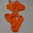 Favnac Women's Deep V Neck One Piece Swimsuit Sexy Cut Out Bathing Suit O-Ring Swimwear Orange XX-Large