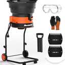 MAXLANDER 15-Amp Electric Leaf Mulcher, 8400 RPM Leaf Shredder with 18:1 Reduction Ratio, Adjustable Dial, 20 Cutting Lines, Goggles, Gloves & Leaf Scoops for Wet & Dry Leaves