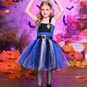 Girls Halloween Costume Rabbit Police Tutu Dress with Headband Police Officer Cosplay Costume Birthday Party Outfits (4-5 Years, Blue Black)