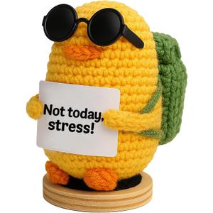 for Mom, Birthday Gift for Her Him, Positive Crochet Animals with 10 Affirmation Cards  Cute Emotional Support Duck Desk Decor Inspirational Gift for Women Coworkers Friends