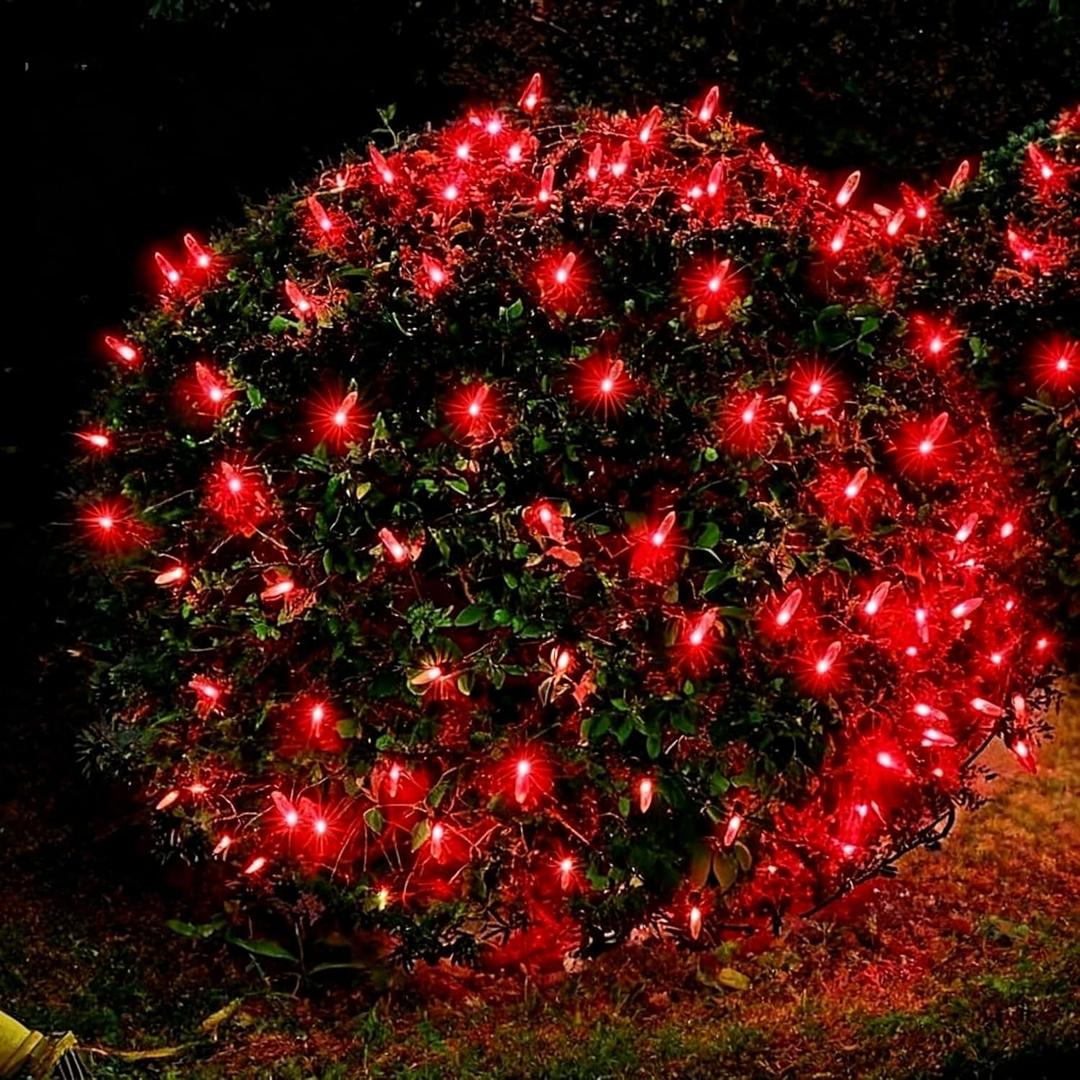 LED Christmas Net Lights for Bushes Outdoor,100 LED 5ftx5ft Waterproof 8 Modes Connectable Mesh Lights for Bushes, Garden, Yard, Trunk, Outdoor Christmas Decorations