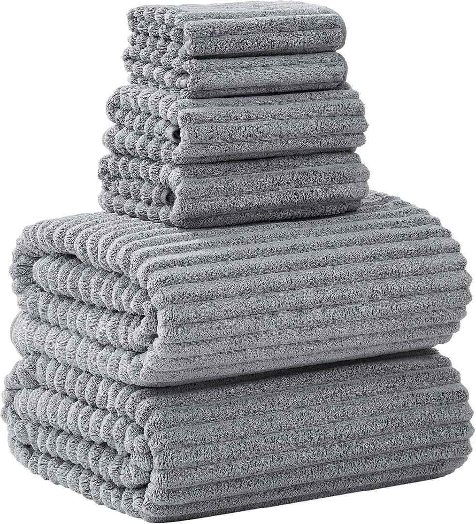Extra Large Bath Towel Set of 6 (40"x80"),Oversized Bath Sheet Super Soft Highly Absorbent Microfibers Quick Dry Luxury Shower Towel for Bathroom Spa Gym Hotel Yoga (Gray, 6Piece)