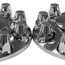ABS Chrome Plastic Complete Axle Cover Kits with 33mm Thread-on Nut Covers for Semi Trucks in Sets (Standard), 33 Millimeters